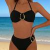 2026 Europäischer und Amerikanischer Neuer Geteilter Badeanzug Damen Sexy Einfarbiger Nacken Bikini Strand Bikini Badeanzug