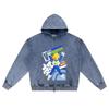 DTG Print Knitted Denim Zip-Up Hoodie VEGETA SUPER SAYAN Brother Print Zipper Hoodies  