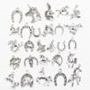 30Pcs Charms Sun Moon Horse Crown Leaf Fish Clover Antique Bronze Silver Color Mixed Pendants Diy Making Findingstibetan Jewelry