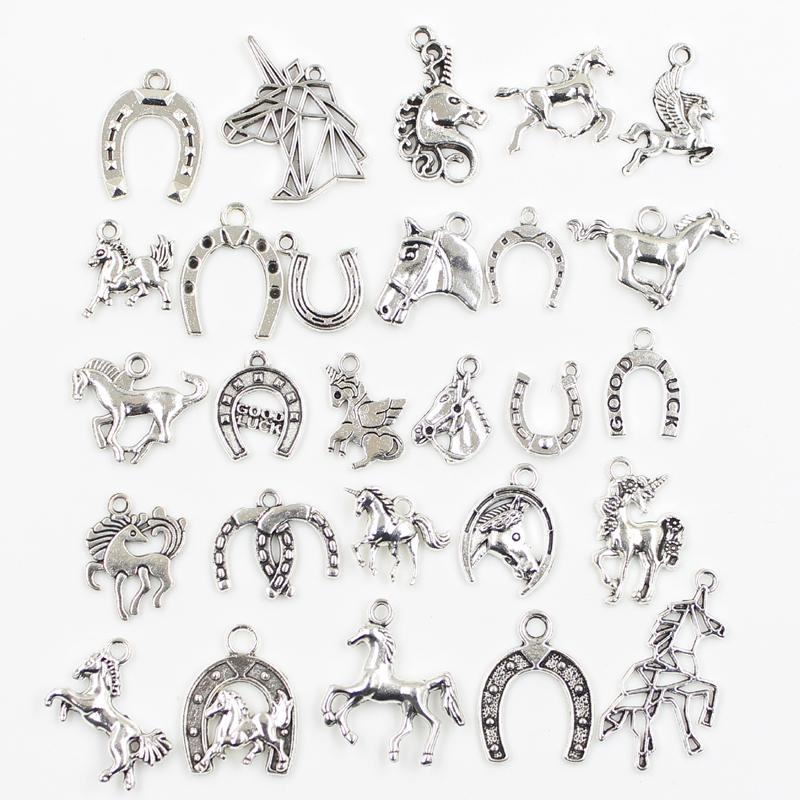 30Pcs Charms Sun Moon Horse Crown Leaf Fish Clover Antique Bronze Silver Color Mixed Pendants Diy Making Findingstibetan Jewelry