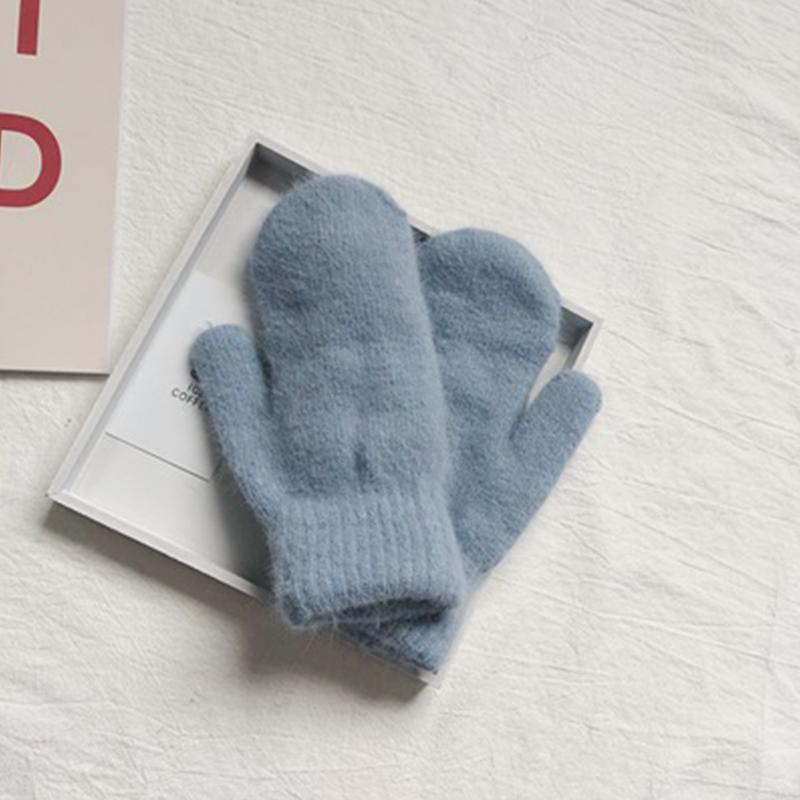 Women Winter Warm Cashmere Gloves Elastic Full Finger Mittens Soft Rabbit Fur Warm Plush Gloves Girls Knitted Riding Gloves