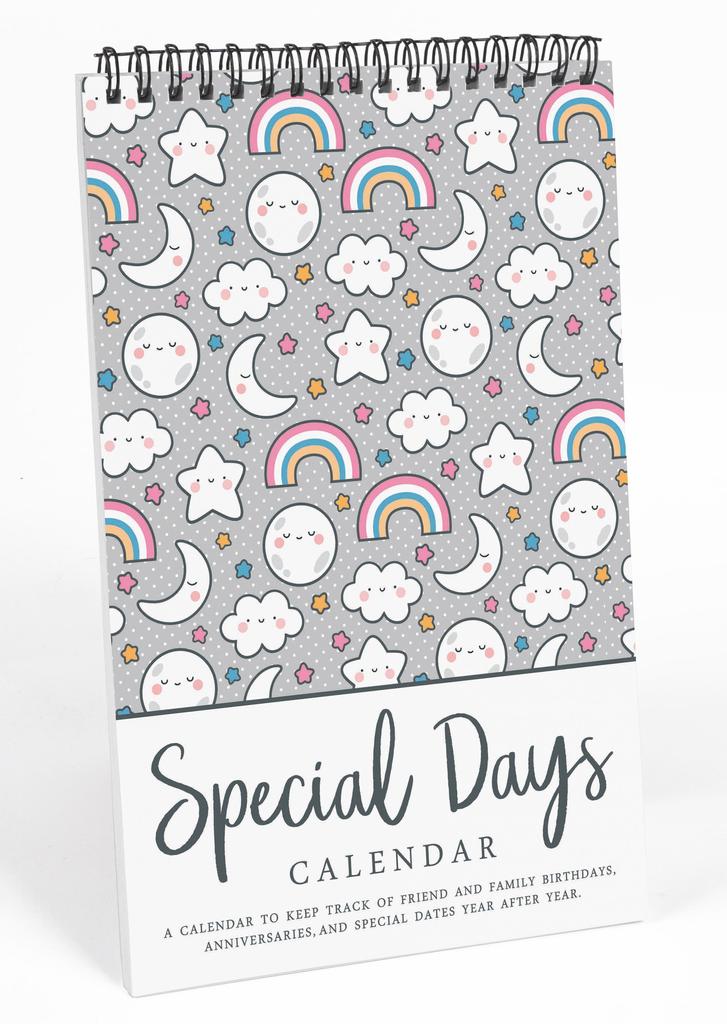 Inkdotpot Star, Moon & Rainbow Perpetual Calendar, Important Dates To Remember-6x9 Monthly and Daily Journal for Special Days