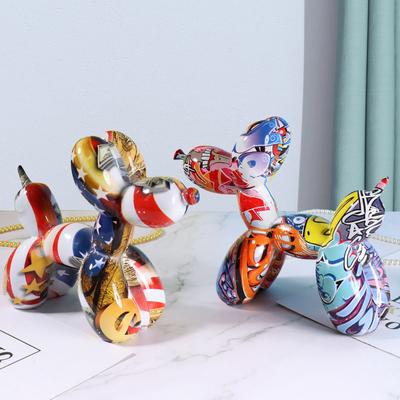 Creative Animal Dazzle Color Graffiti Balloon Dog Resin Ornaments Home Living Room TV Cabinet Decorations