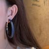 Vintage Design Spice Girl Denim Blue Big Earrings S111 Silver Needle Loop Earrings Light Luxury High-end Antique Earrings