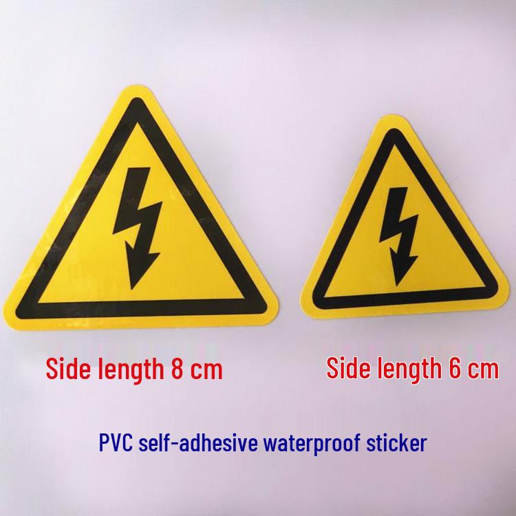 Waterproof Electrical Shock Warning Stickers - 35mm/60mm/80mm Sizes, Suitable for Mechanical Equipment.