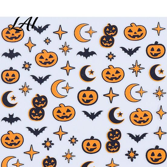 DIY Nail Stickers Halloween Self Adhesive Stickers Pumpkin Bat Moon Star Manicure Decals Holiday Supplies Art Decoration for Home Salon