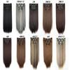 6PC Clip in Hair Extensions 24" Straight Long Extensions for Women Synthetic Hairpiece Highlight