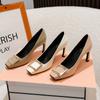 Square Buckle High Heels 2024 New Brand Women Sexy Thick High Heels Dress Party Wedding Shoes Retro Shallow Mouth Woman Pumps