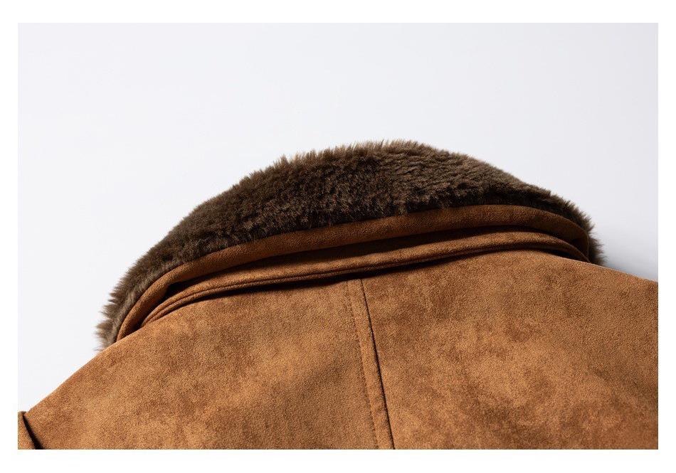 CROWD CITY Unisex Retro Suede Plush Winter Lapel Jacket Y602
