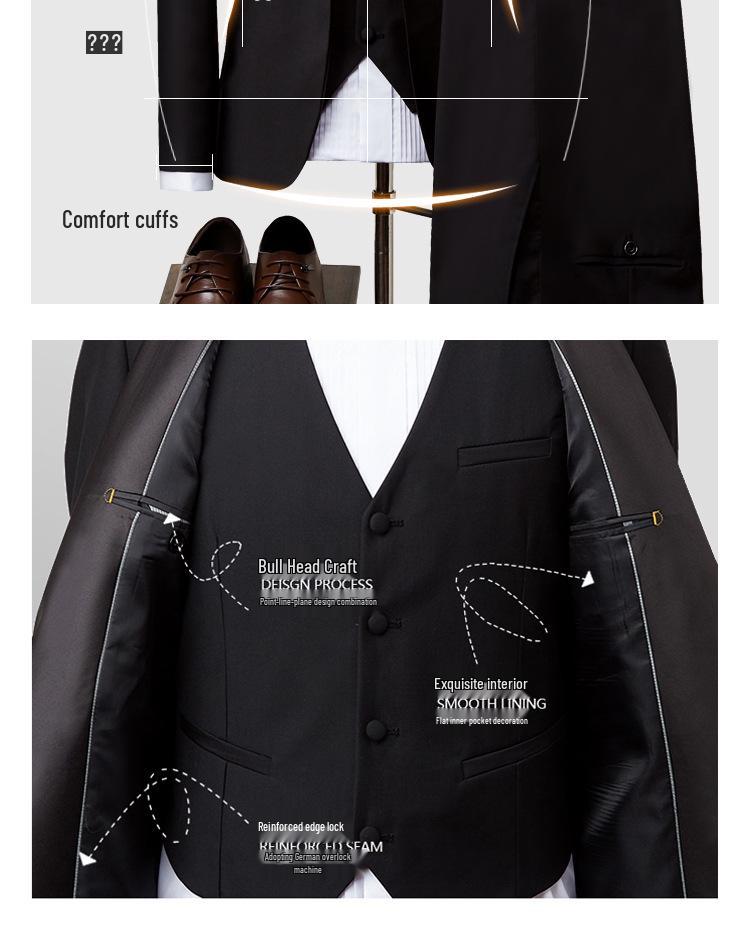 Men's Slim Fit Korean Tuxedo Suit for Wedding, Host, Photography