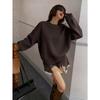 Pull Uni Manches Longues Col Rond Style Décontracté pour Femme