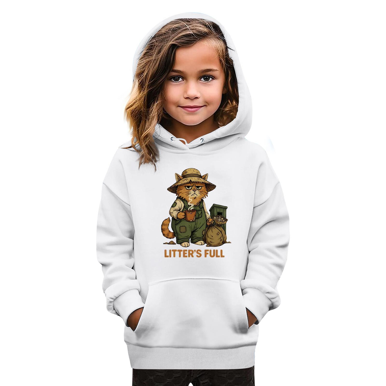 

Толстовки для девочек-подростков, толстовки с длинным рукавом, пуловер с завязками, симпатичная толстовка большого размера 130 белый