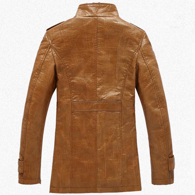 Men's Plus Size Motorcycle Style Leather Jacket with Fleece and Fur Integration