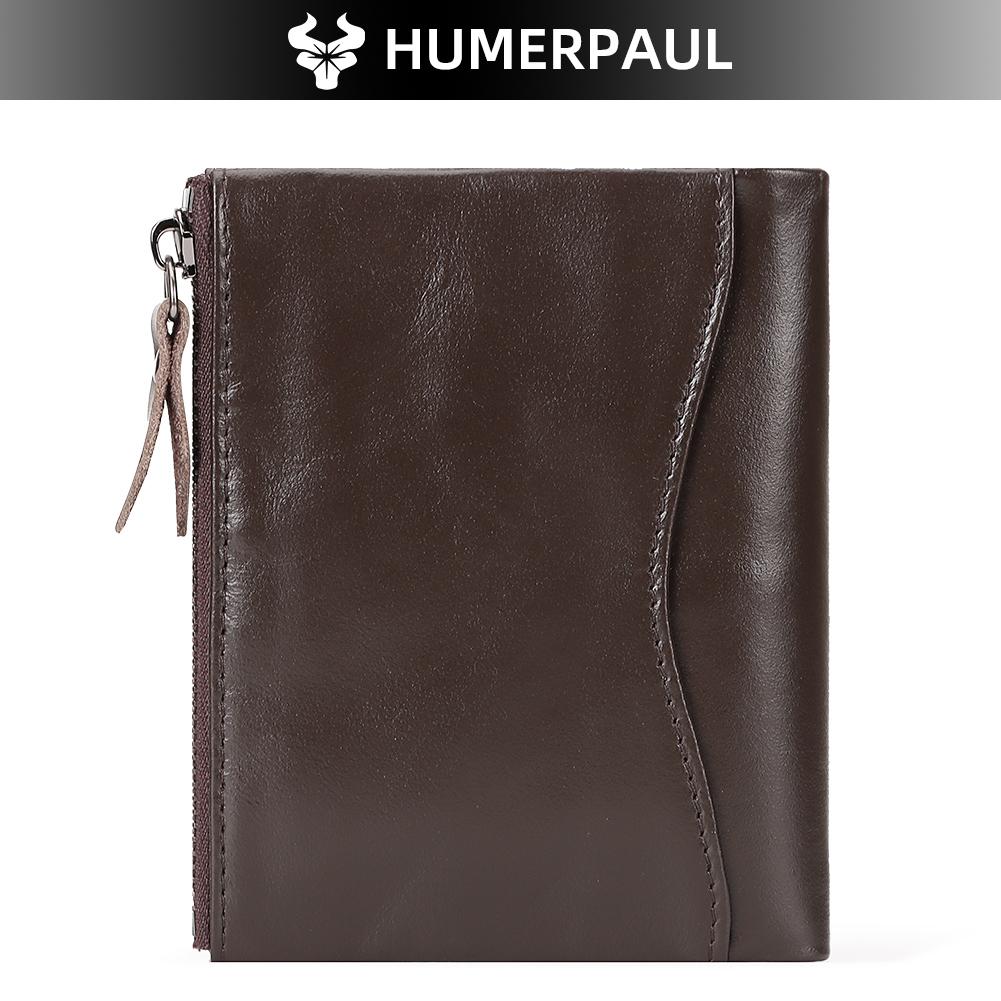 Humerpaul Neue RFID Männer Brieftasche Blockieren Schutz Anti-Diebstahl Scan Männlichen Leder Biflod Kurze Brieftasche Zipper Münzfach Beutel Casual geld Tasche