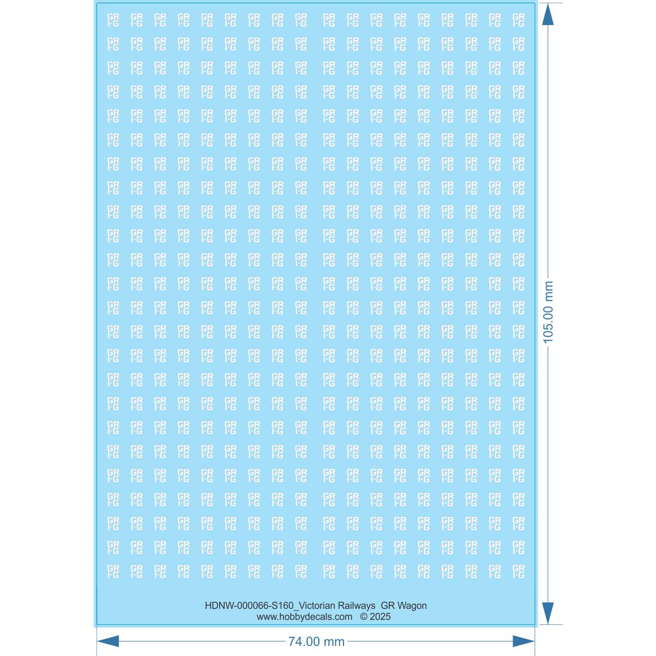 Victorian Railways GR Wagon - 1/160 - Water Decal