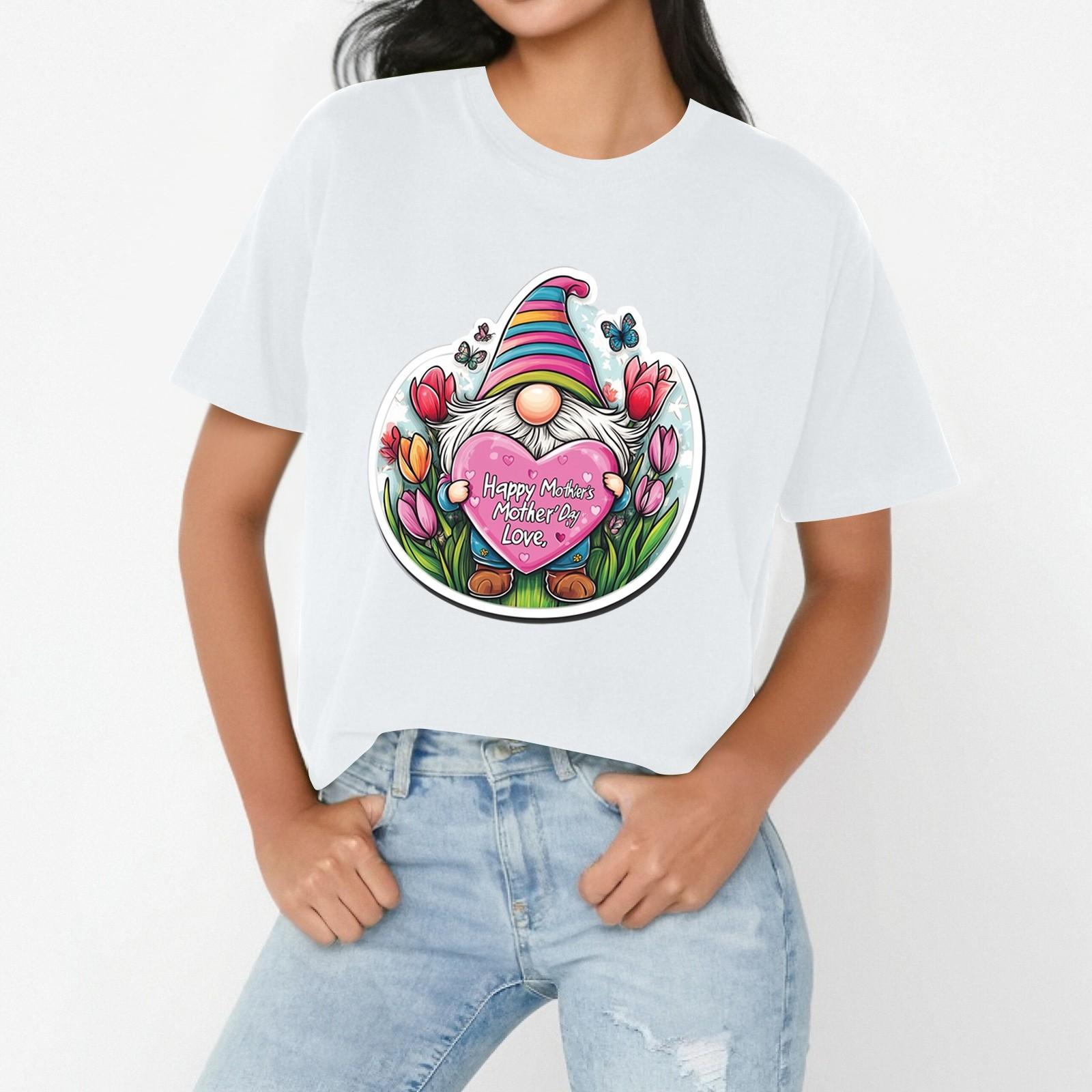 

З ДНЕМ МАТЕРІ ЛЮБОВ Жіноча Повсякденна Футболка з Принтом до Дня Матері Вільного Крою Пуловер з Круглим Вирізом Топ з Коротким Рукавом XL білий