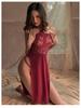 Yi Yue Women's Sexy Lace High-Slit Nightgown Long Dress 8181