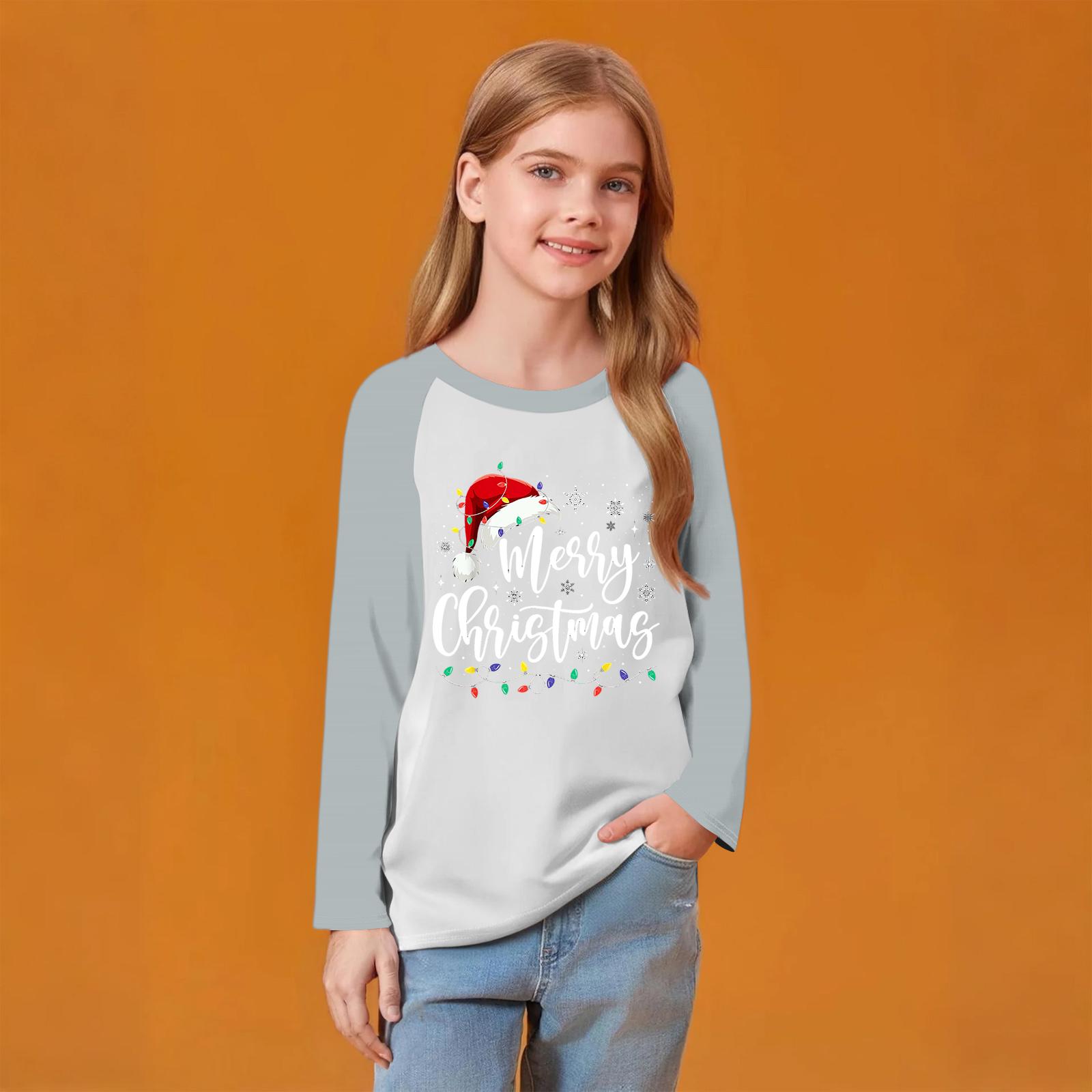 

Детский модный удобный пуловер с рождественским принтом на шее, топ с длинным рукавом 130