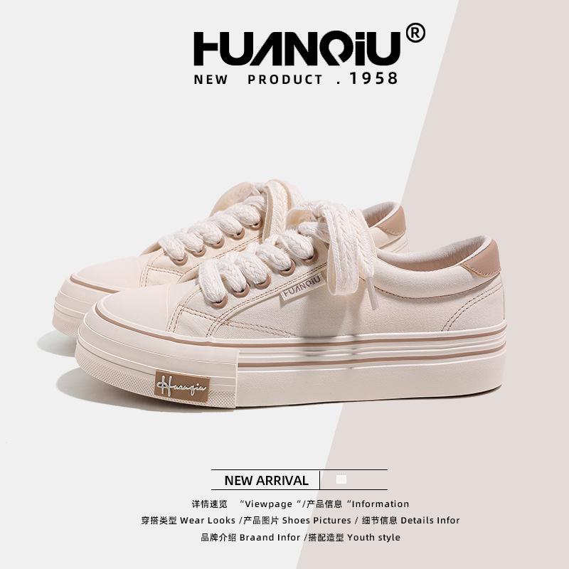 Global White Shoes Women's 2025 New Spring Ins Niche Versatile Board Shoes Casual Breathable Canvas Shoes S6989