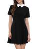 Allegra K Halloween Short Round Solid Slim Size S Women's Costume, A-Line Dress, Sleeves, Collar, Color, Fit, Cute, School, Commuting, Black,