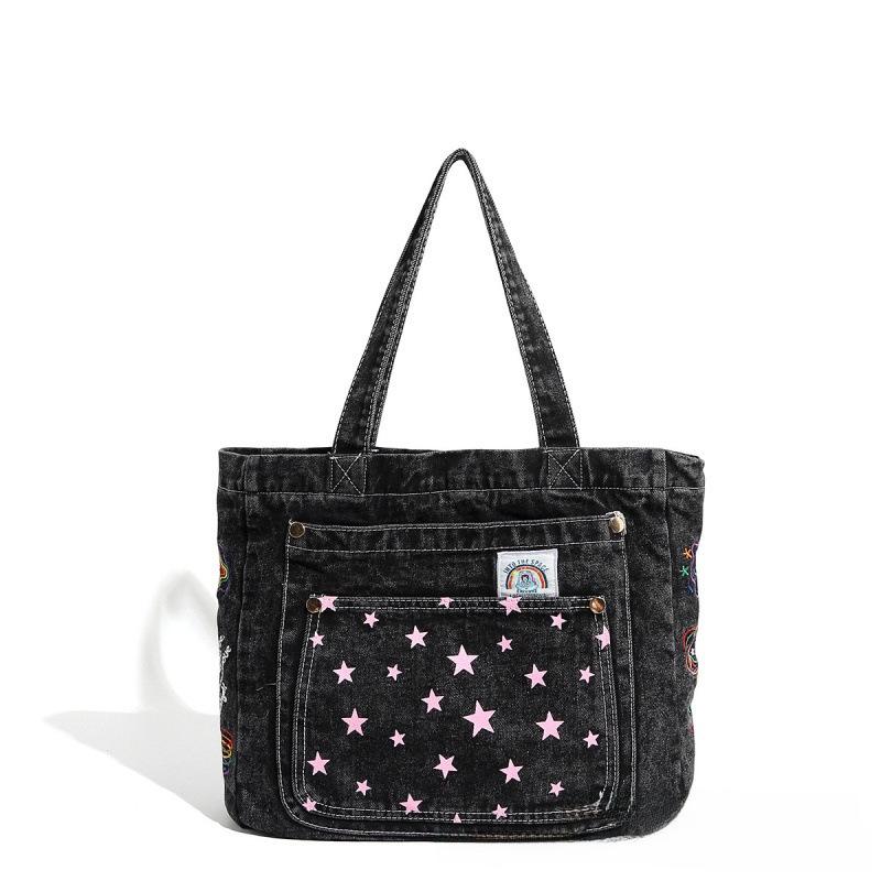 Large Capacity Tote Bag Denim Commuter Shoulder Underarm