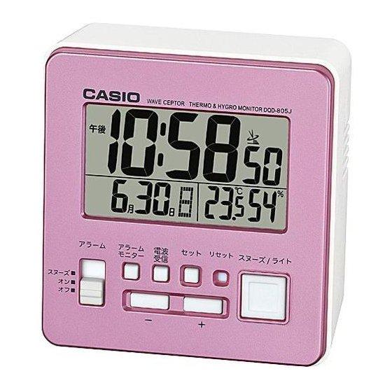 CASIO DQD-805J-4JF Pearl Pink Radio Alarm Clock with Thermometer