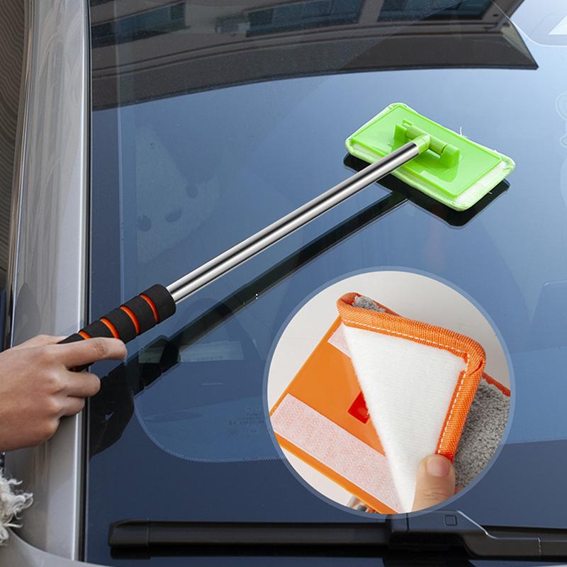 Car Window Cleaning Brush with Removable Microfiber Pad for Car Windshield Home Office Cleaning