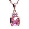Purple Gold Peach Pink Stone Shiny Pendant, Simple Temperament Rose Gold Plated Necklace