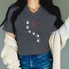 Dog Lover Harajuku Fashion Tops Heart Dog Paw Prints Tshirt Female Animal Heart Graphic Tshirts Ladies Casual Tops
