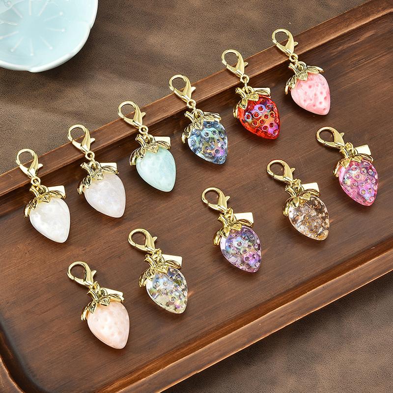 Strawberry Keychain Transparent Keyring Stylish Pendant Keychains Exquisite Backpack Decoration Accessories Gifts
