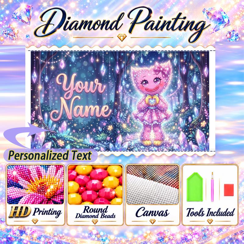 Kissy Missy 5D DIY Diamond Painting Custom Name Text, Full Drill Rhinestone Mosaic Art Home Gift