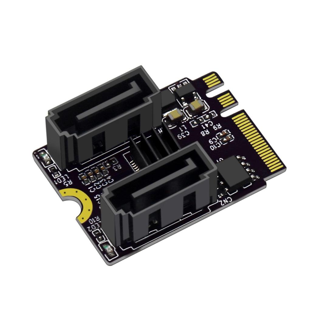 PCIe 3.0 M.2 NGFF A+E key to SATA adapter card (2 cards), 6Gbps, with JMB582 chip, for 2230 SSDs in PC servers.