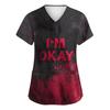 Women's Fashion Short Sleeve Halloween Print V-Neck Pocket Workwear Tops