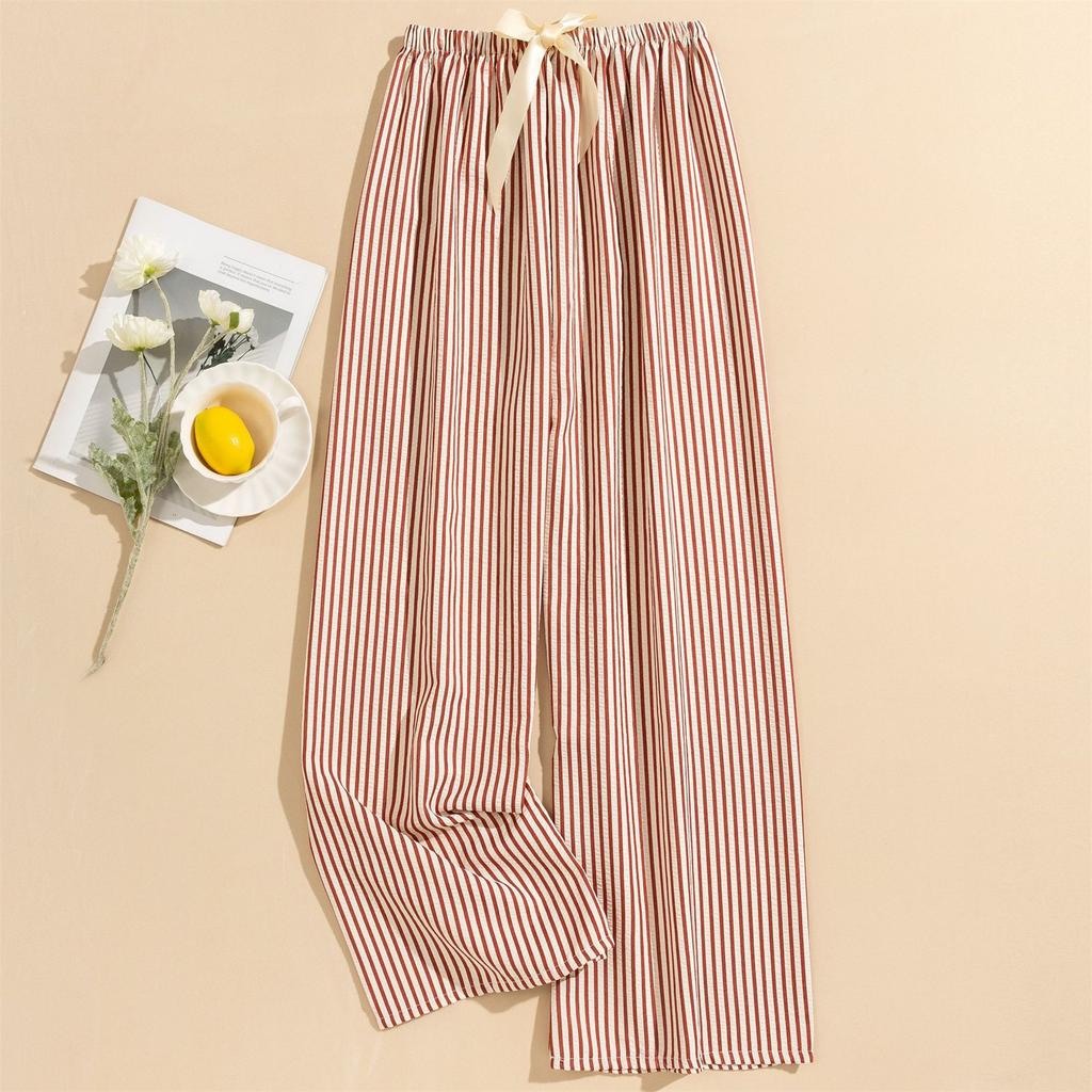 Women's Casual Fashion Sleep Pants Striped Loungewear Pants Wearable As Outerwear High-Waisted Pants