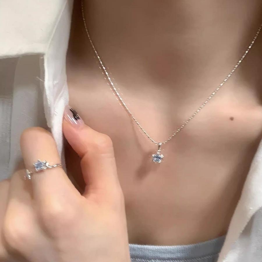 

Simple blue zircon star necklace female design collarbone chain sweet neck chain