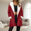Women's Fashionable Coat Solid Color Long Sleeved Pocket Loose Hooded Zipper Plush Jacket