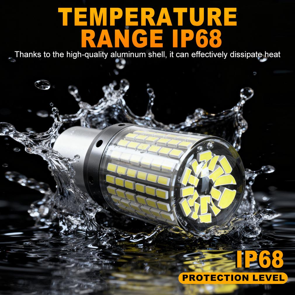 2pcs High Power Car LED Bulbs 1156 BA15S P21W BAU15S PY21W 1157 P21/5W T20 7440 W21W Canbus 144SMD Turn Signal Lamp Brake Reverse Tail Light 12V