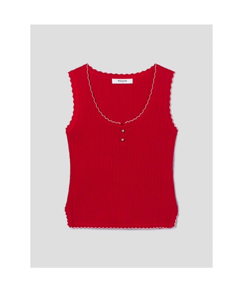 8SECONDS Color Sleeveless Knit Top Red