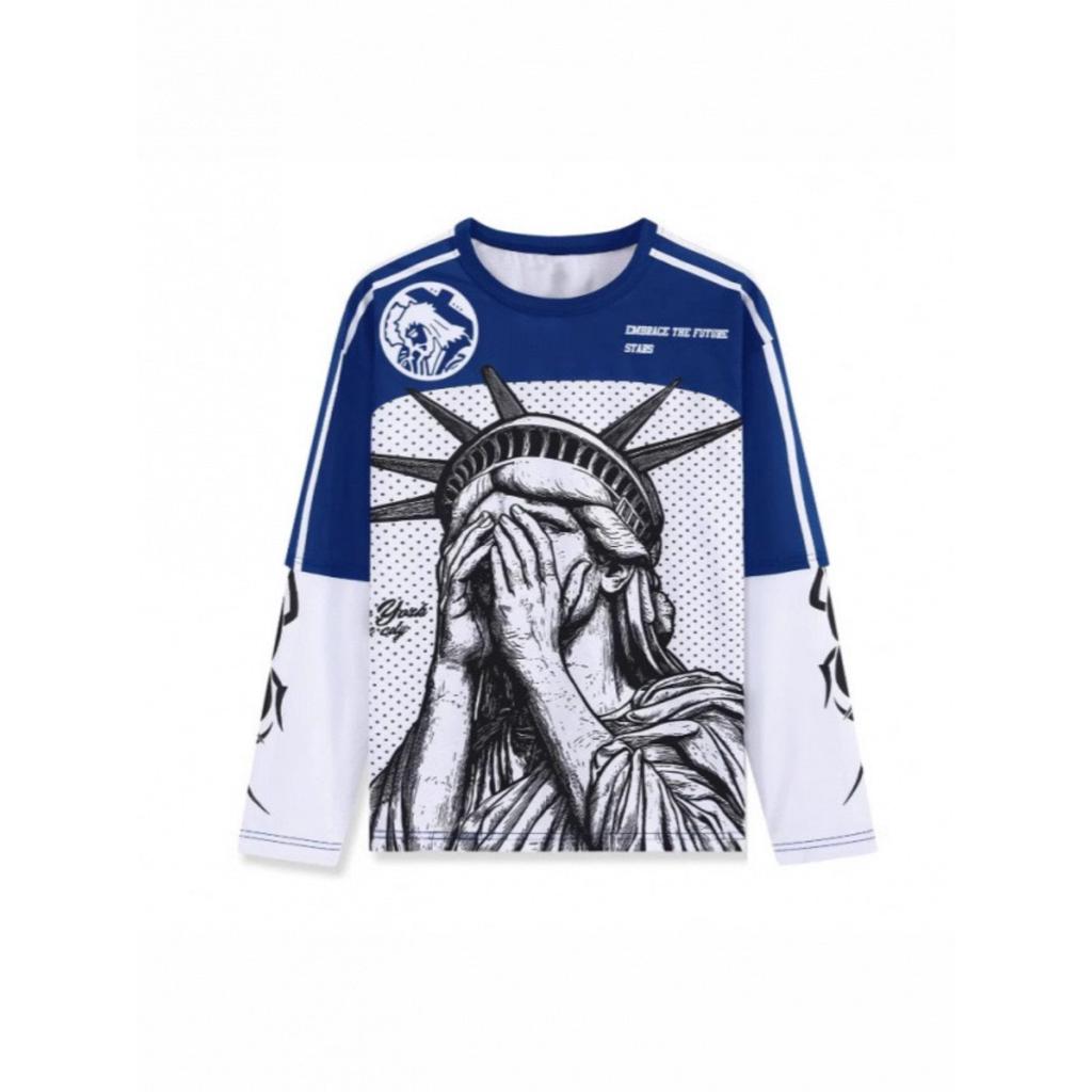 FlowStreet The New Men's Long-sleeved T-shirt Casual Fashionable and Comfortable with 3D Pattern Printing