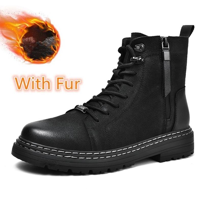 Fashion Vintage Men Boots Genuine Leather Side Zipper Ankle Boots Men's Shoes Casual Leather Shoes Man Outdoor Comfortable Luxury Boots