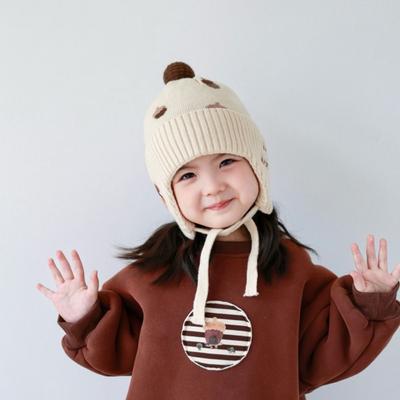 Fleece Lining Winter Baby Crochet Hat Windproof Kids Ear Protection Hat  Children Wear