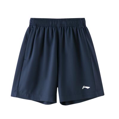 Li Ning Running Series Solid Color Logo Print Training Straight Leg Sports Shorts Men Shorts Navy-Blue AKST633-2