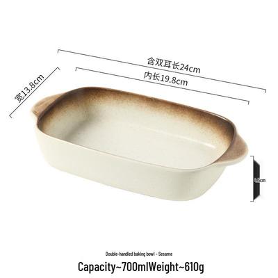 ZISIZ Komercyjne ceramiczne naczynie do pieczenia z podwójnym uchwytem