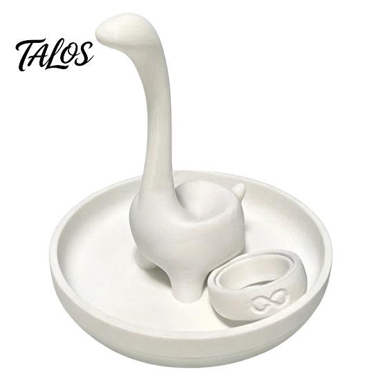 Talos 3D Printed Creative Finger-Shaped Jewelry Tray, Minimalist Ring & Necklace Holder with Partitioned Storage, Matte Black/White Desk Organizer for