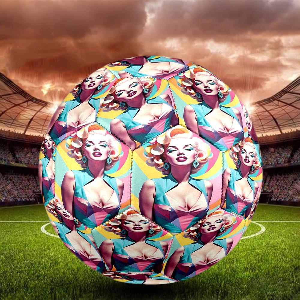 Marilyn Monroe Print Size 5 Soccer Ball, Standard Match Football for Sports Game and Team Practice, Ideal Gift for Soccer Fans