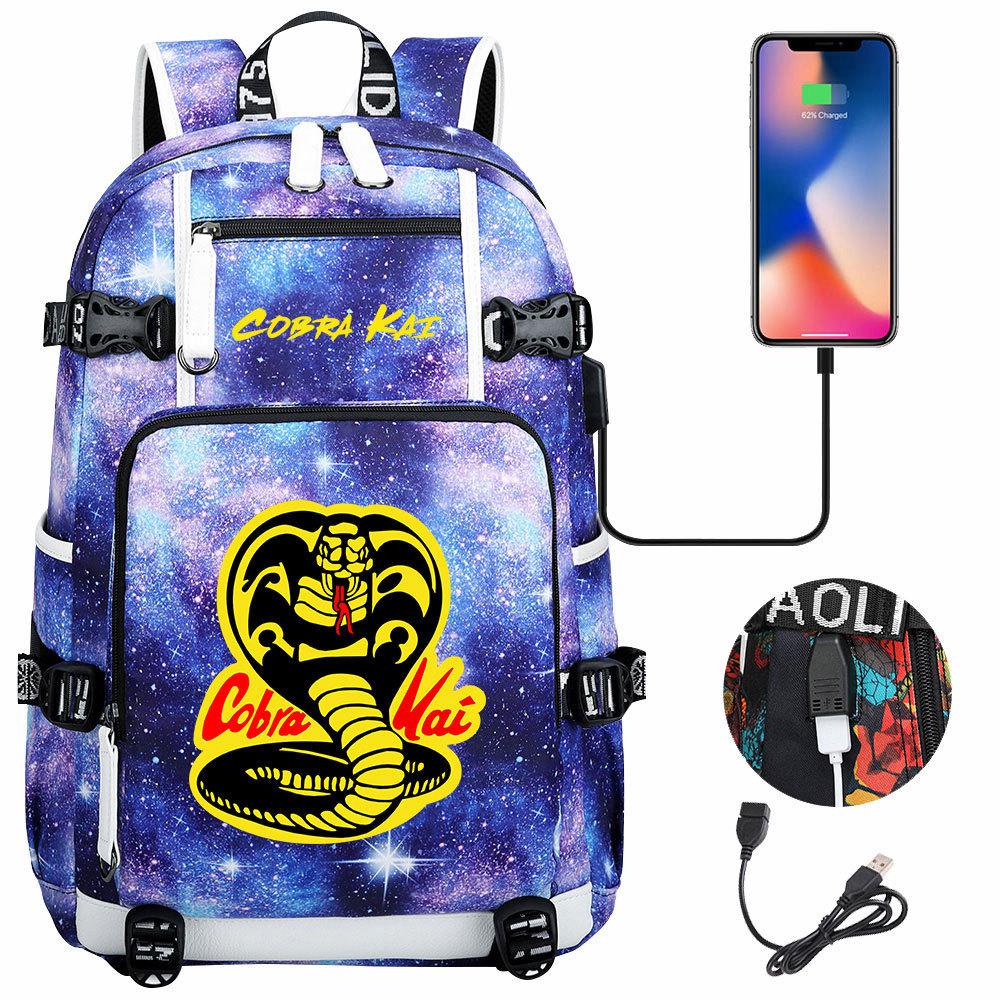 American Drama Cobra Print USB Teen Student Schoolbag Men and Women Leisure Large Capacity Travel Backpack