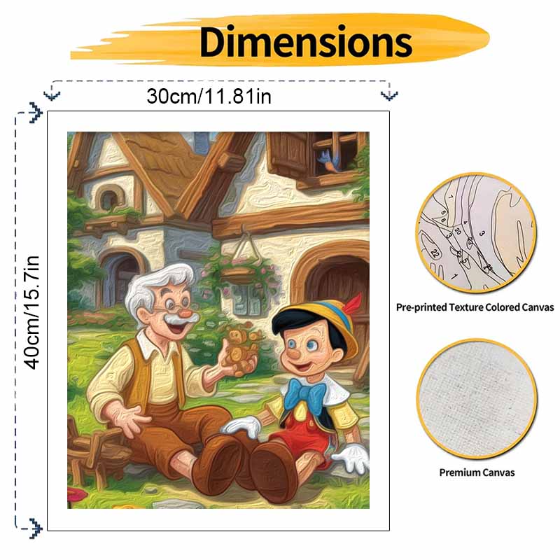Disney Pinocchio and Geppetto Oil Paint Hand Painting Art Kit. Home Decor Gift