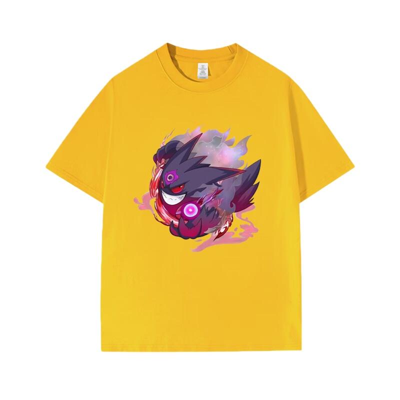 Pokémon Anime Gengar Printing Oversized Cotton Tshirt Men and Women Comfortable Fashion Y2K Childrens Clothing Summer Tshirt
