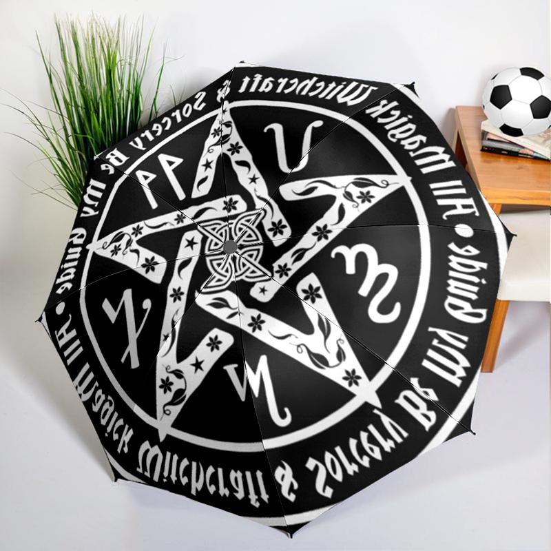 Witchcraft Pentagram Umbrella Automatic Open/close, Sturdy Iron Frame & 8-Rib Struct, Umbrella for Women & Men, Christmas Gifts