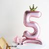 Pink Crown Number Balloon Decorations for Girl's First Birthday